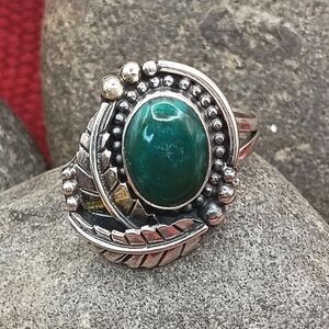 Southwest Native Style Sterling Silver Teal Green Kingman Turquoise Ring Size 9